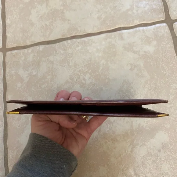 Vintage Cartier Check Organizer Bi-Fold Wallet, Burgundy Leather - Picture 6 of 14